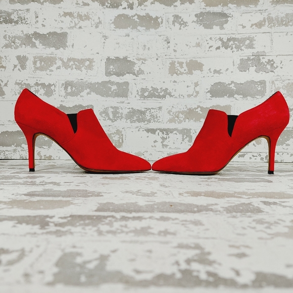 The Collection Red Suede Pointed Toe Slip On Heels O 398 - Picture 6 of 13